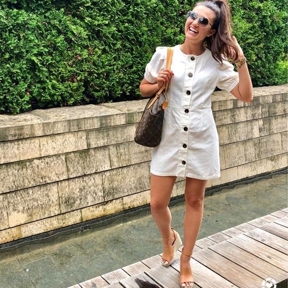 Last one Zara blogger fav linen dress puffy sleeve - Picture 3 of 8